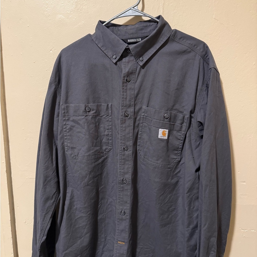 Carhartt Men's Charcoal Button-Down Shirt size L